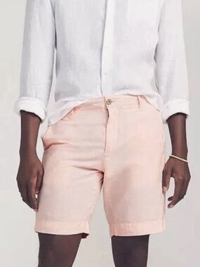 Faherty Malibu Linen Cotton Chino Shorts Lightweight Summer Pink Vacation 36
